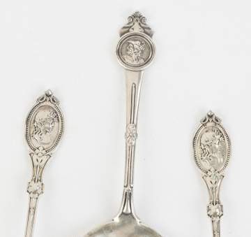 Three Medallion Sterling Silver Serving Pieces
