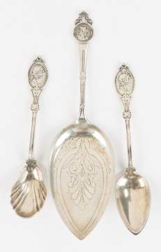 Three Medallion Sterling Silver Serving Pieces