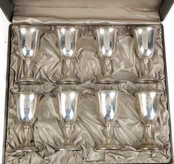 S. Kirk & Son Set of Eight Sterling Silver Goblets