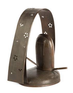 Unusual Japanese Bronze Incense Burner in the Form of a Warrior Helmet