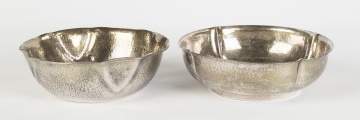 Two Sterling Silver Hand Hammered Arts and Crafts Bowls