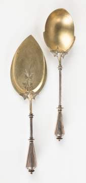 Attr. to George Sharp Sterling Silver Gothic  Serving Pieces