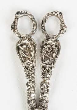 Francis Higgins, London, Sterling Silver Figural Grape Scissors