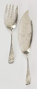 Knowles Engraved Sterling Silver Fish Set