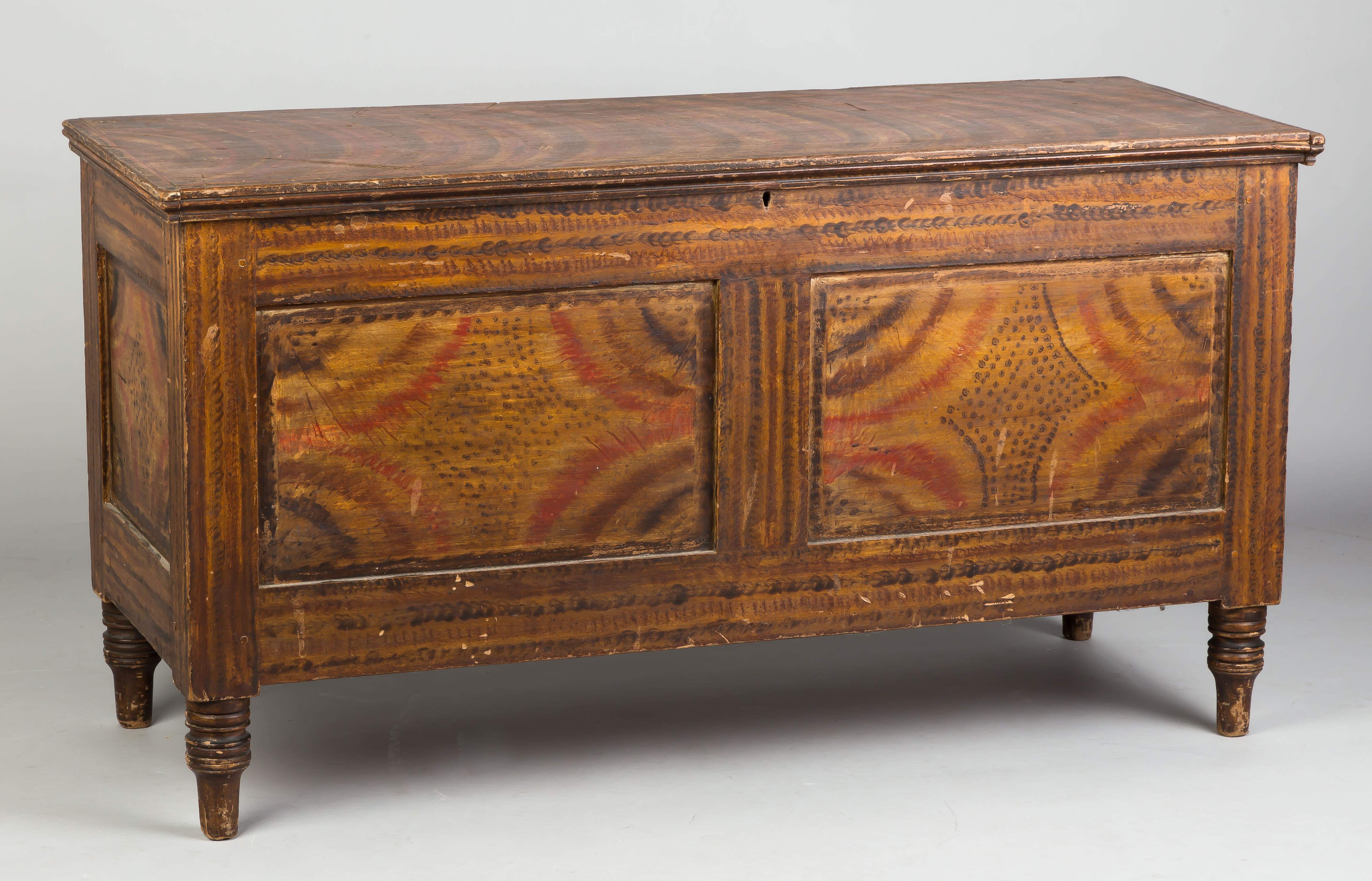Paint Decorated Blanket Chest With Turned Legs Cottone Auctions