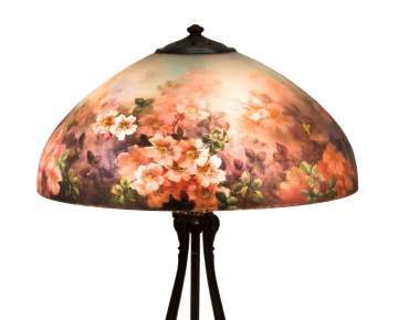 Handel Table Lamp, Butterfly and Rose