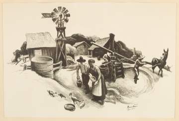 Thomas Hart Benton (American, 1889-1975) "Kansas  Farmyard"