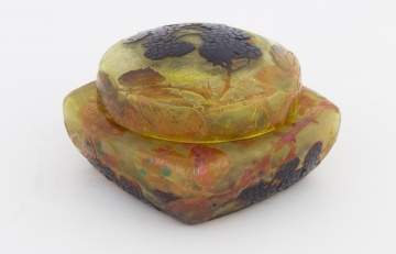 Daum Nancy Cameo Glass Covered Powder