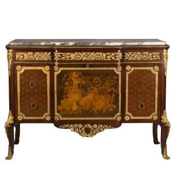 Louis XV/XVI French Style Marble Top 3-Drawer Chest