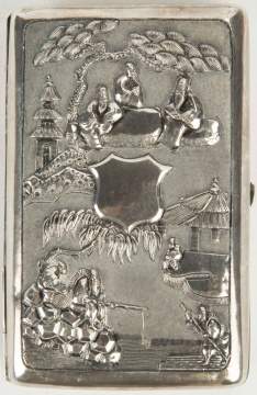 Chinese Export Silver Repousse Engraved Cigarette Box