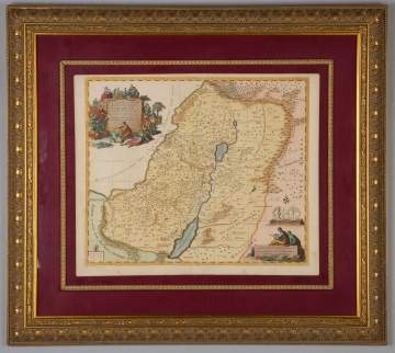 Early Engraved and Colored Map of Israel