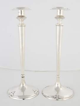 Shreve & Co. Arts and Crafts Sterling Silver Candlesticks