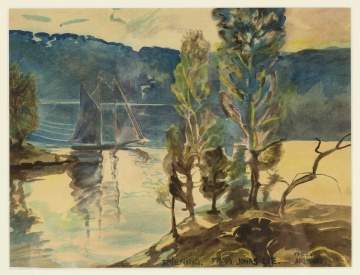 Jonas Lie (American/Norwegian, 1880-1940) Lake Scene