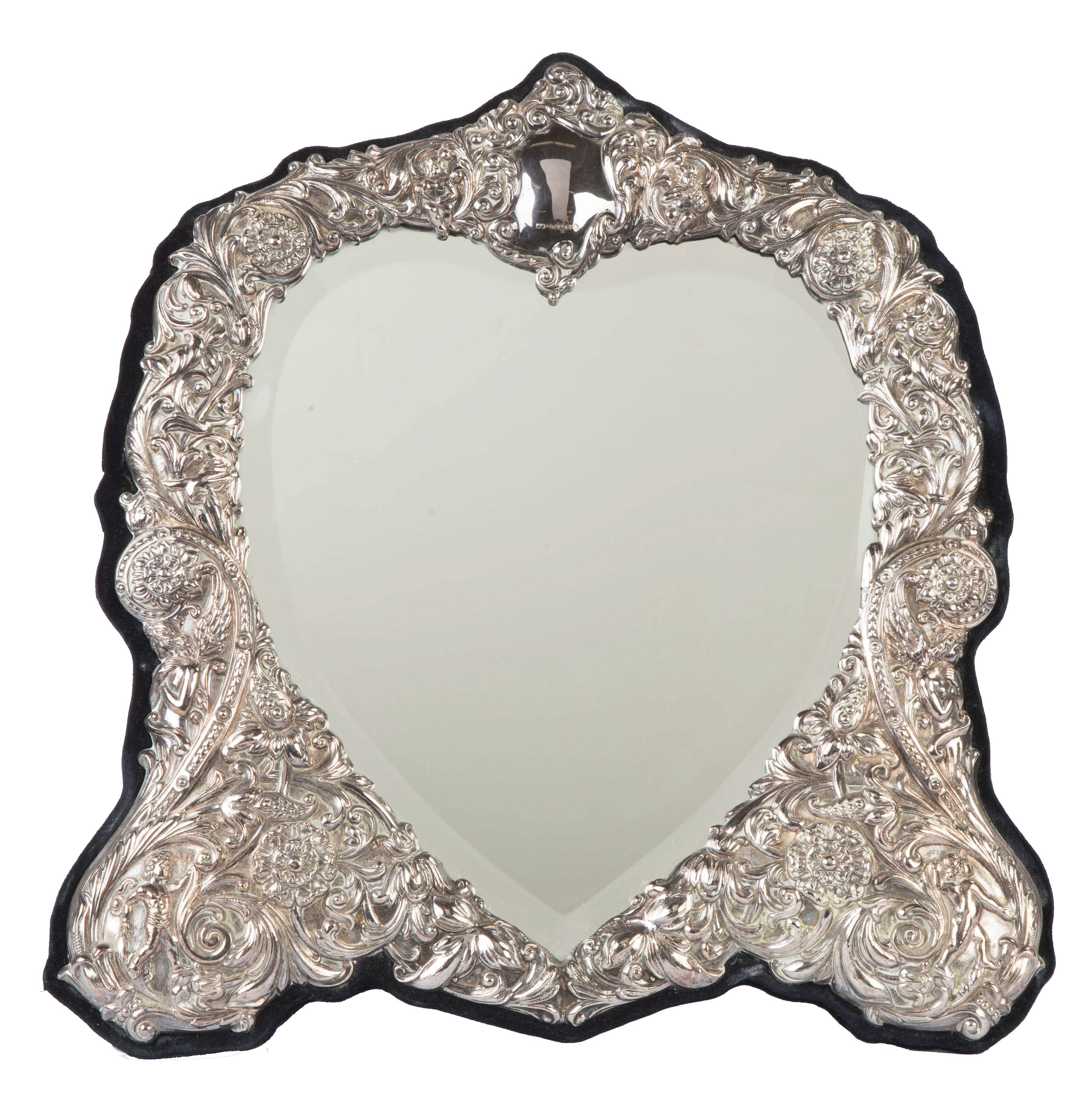 Heart Shaped Sterling Silver Beveled Mirror Cottone Auctions