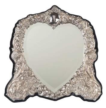 Heart Shaped Sterling Silver Beveled Mirror