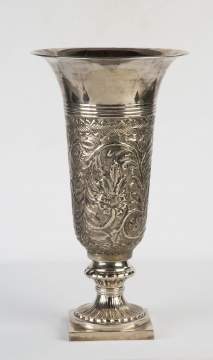 Continental Silver Repousse Vase