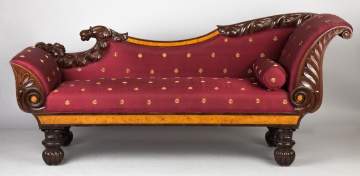 Carved Mahogany Recamier Sofa
