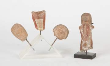 Group of Pre-Columbian Ceramic Heads & Figure