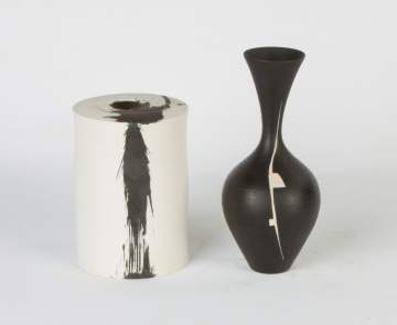 Two Black and White Contemporary Ceramic Vases