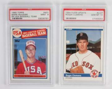 1985 Topps Mark McGuire #401 & 1984 Fleer Roger Clemens #U-27 Baseball Cards