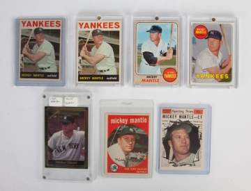Group of Seven Topps & Investor's Journal Mickey Mantle Baseball Cards