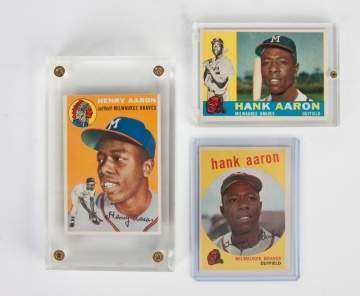 Group of Three Topps Hank Aaron Baseball Cards