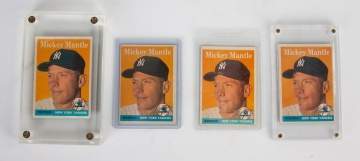 Group of four 1958 Topps Mickey Mantle #150 Baseball Cards