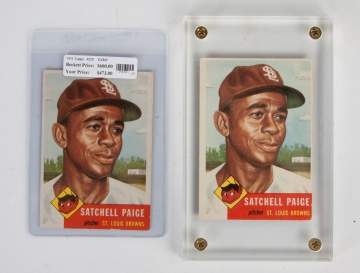 Two 1953 Topps Satchel Paige #220 Baseball Cards