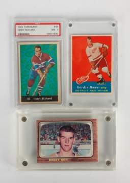 Three Topps & Parkhurst Hockey Cards
