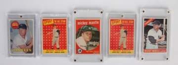 Group of Five Topps Mickey Mantle Baseball Cards