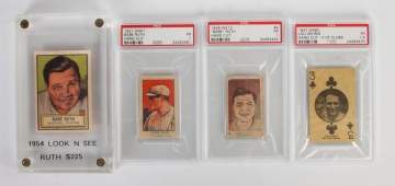 Group of Topps & Stripe Baseball Cards of Babe Ruth & Lou Gehrig