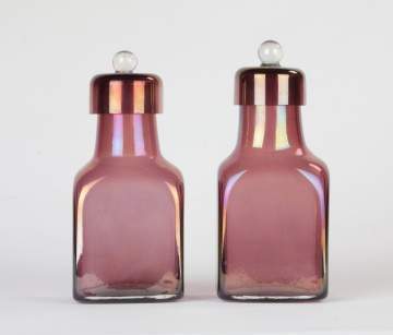 Barovier & Toso Pair of Iridescent Bottles 