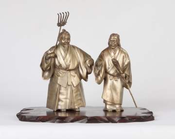 Japanese Plated Bronze Figures 
