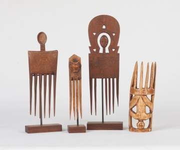 Four West African Ashanti Tribe Figurative Combs