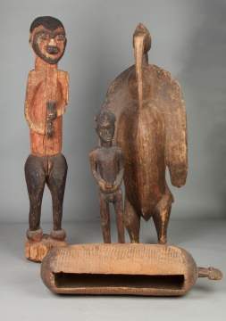 African Slit Drum, Bird and Figures