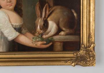 George Morland (British, 1763-1804) "Girl & Rabbit"
