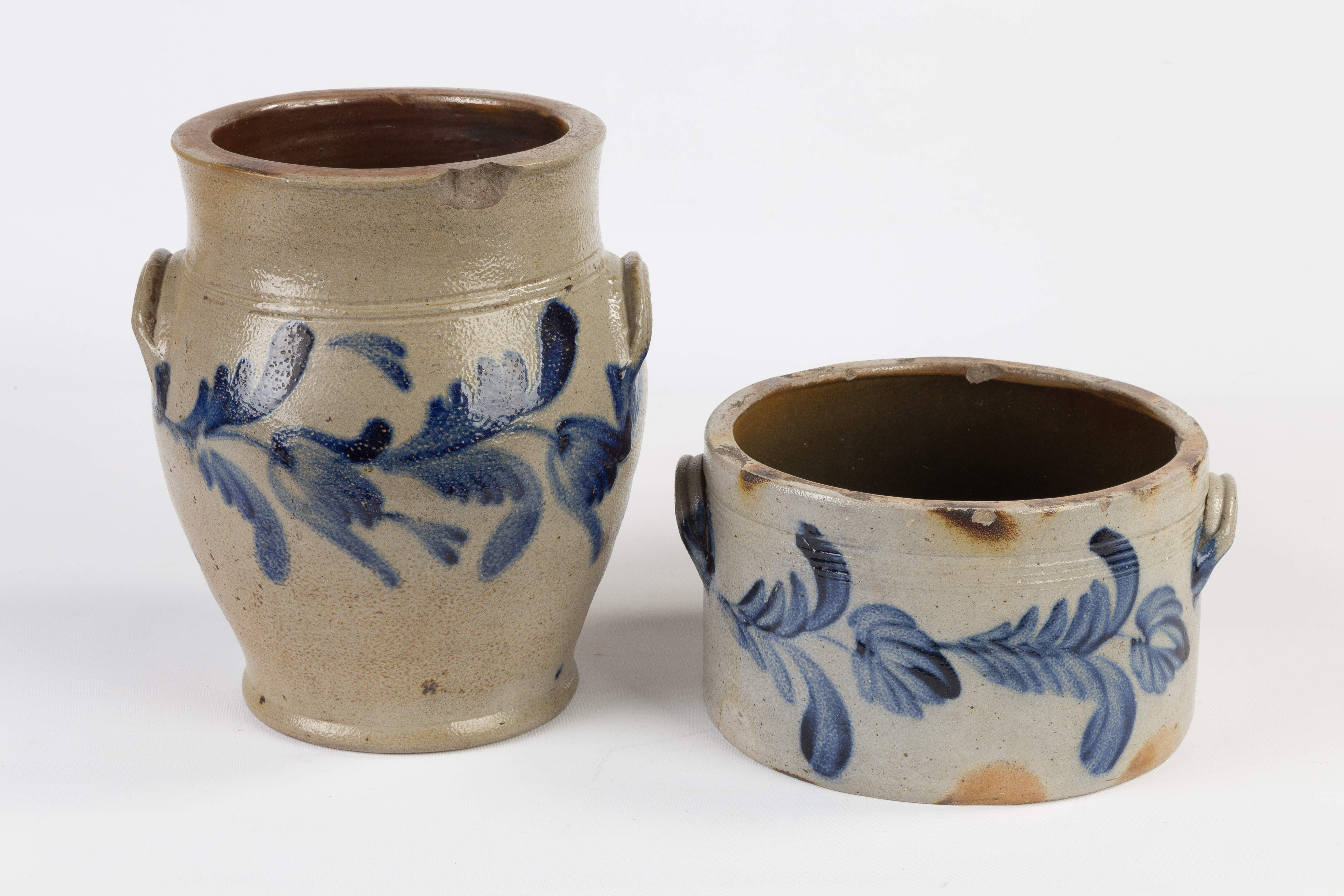 PA Decorated Stoneware Jar and Cake Crock Cottone Auctions