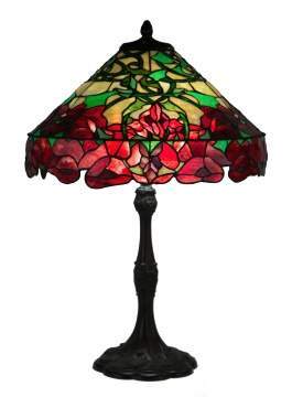 
Whaley Red Oriental Poppy Leaded Glass Lamp