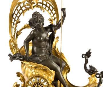 French Shelf Clock, "Amphitrite's Chariot Drawn by  Dolphins"