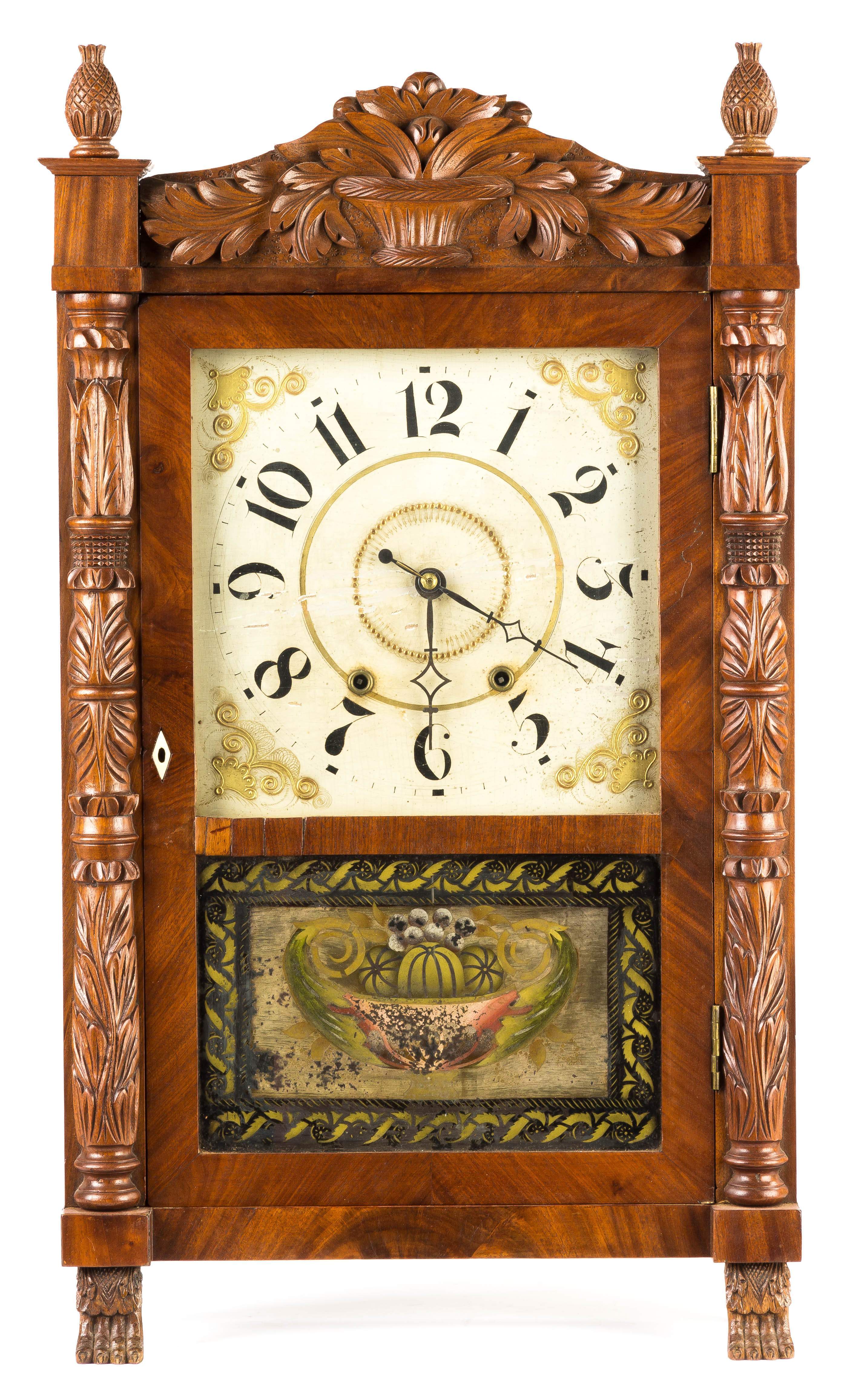 Mark Leavenworth, Waterbury, CT, Carved Case Shelf Clock | Cottone Auctions