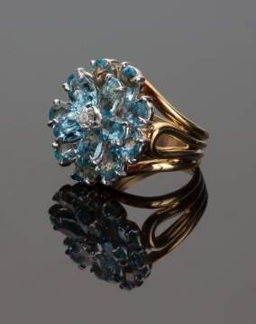 Aquamarine and Diamond 18K Gold Ring