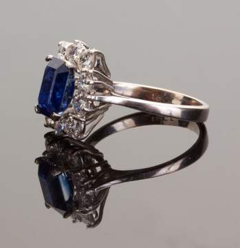 Sapphire and Diamond 18K White Gold Ring