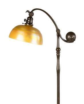 Tiffany Studios NY, Counter Balance Adjustable  Bronze Floor Lamp