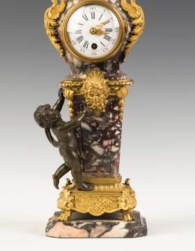 French Miniature Marble and Gilt Bronze Clock