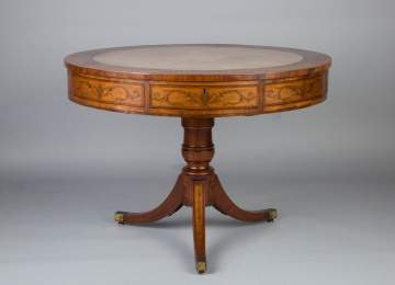 A Fine George III Inlaid Satinwood and Rosewood  Drum Table