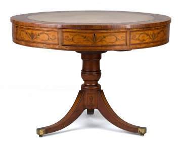 A Fine George III Inlaid Satinwood and Rosewood  Drum Table