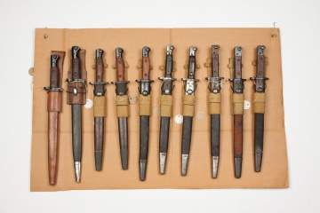 Display Board of British Enfield Bayonets