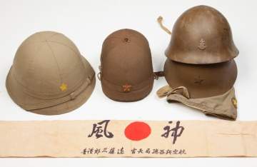 Imp. Japanese Naval, Army and Tanker Helmets and Binoculars
