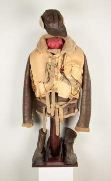 US WWII AAF Fleece Lined Flight Jacket, Hat and Gloves