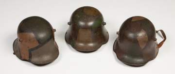 Three German WWI Combat Helmets